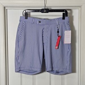 Redvanly Becker Seersucker Pull On Shorts Size S 7.5" Inseam Harbor Blue